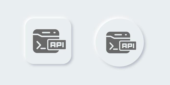 api sólido icono en neomórfico diseño estilo. solicitud programación interfaz señales vector ilustración.