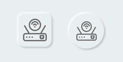 Router line icon in neomorphic design style. Network connection signs vector illustration.