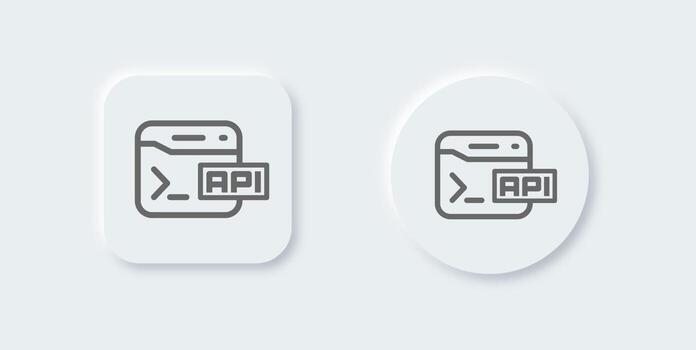 Api line icon in neomorphic design style. Application programming interface signs vector illustration.