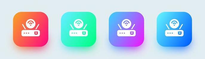 Router solid icon in square gradient colors. Network connection signs vector illustration.