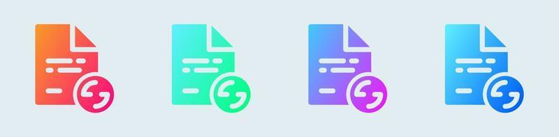 File transfer solid icon in gradient colors. Data signs vector illustration.