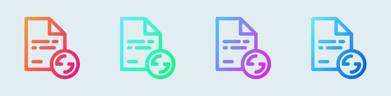 File transfer line icon in gradient colors. Data signs vector illustration.