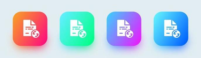 File transfer solid icon in square gradient colors. Data signs vector illustration.