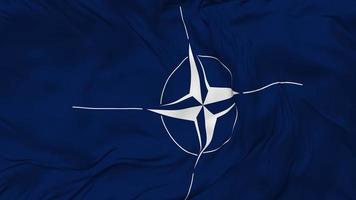 norte atlântico tratado organização, NATO bandeira desatado looping fundo, em loop colisão textura pano acenando lento movimento, 3d Renderização video