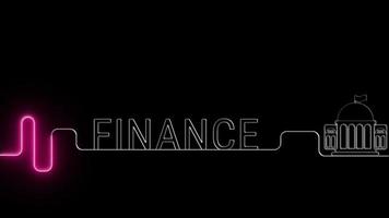 Finanzas neón rosado fluorescente texto animación rosado marco en negro antecedentes video