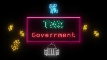 tax Government Neon green-Red Fluorescent Text Animation pink frame on black background video