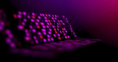 Purple digital background, technology design. Pixel lights layout with copy space video