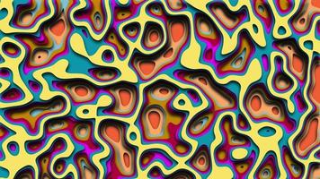 psychedelisch geel veelkleurig patroon achtergrond animatie. golvend patroon, abstract behang lay-out video