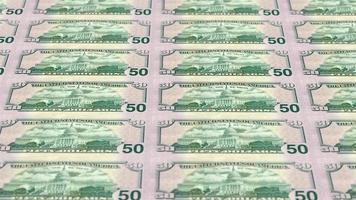 Fifty dollars bill motion. USD background. Cash money. 50 dollars banknote video