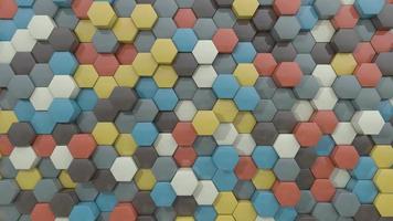 Multicolor hexagon background animation. 3D geometric structure video