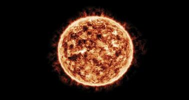 Sun on black space background. Space exploration and astronomy. Sun globe sphere radiation video