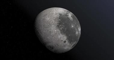 Moon 3d footage on space background. Moon spinning video