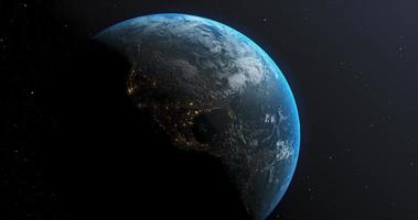 aarde wereldbol in ruimte draaien. wereld gebied beweging. blauw planeet met atmosfeer video