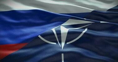 Russia e NATO relazione. politica e diplomazia notizia. agitando bandiera sfondo 4k video