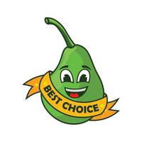 Pear vector illustration in cartoon style, perfect for fruit store logo and sticker design