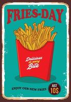 French fries vector illustration poster promo in retro style, perfect for advertising and wall decor design