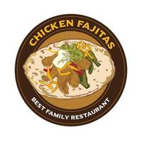 Mexican cuisine Chicken fajitas hand drawn vector illustration, perfect for menu and poster decor restaurant