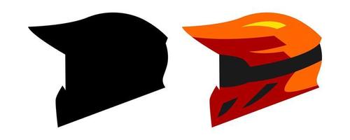 motocross helmet icon with silhouette and flat style. biker, rider, enduro. side view. racer concept, extreme sport, vehicle, motocross, downhill, moto trail, bmx. vector