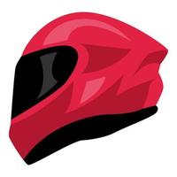 rojo lleno cara casco lado vista. concepto de casco, cabeza proteccion, deporte, motocicleta corredor. plano vector icono.