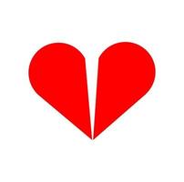 A red broken heart vector icon. Single cracked Red heart.