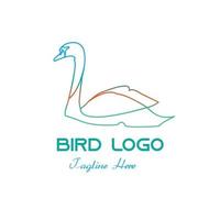 Abstract bird line art logo vector illustration with colorful dummy text.