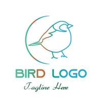 Abstract bird line art logo vector illustration with colorful dummy text.