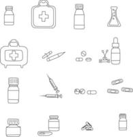 medical icons set. anti biotic, pharmarcy icon medical and anti biotics vector