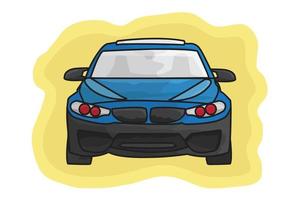 Blue car vector illustration and graphic on white isolated background.