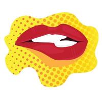 Women red lips vector illustration on white background.