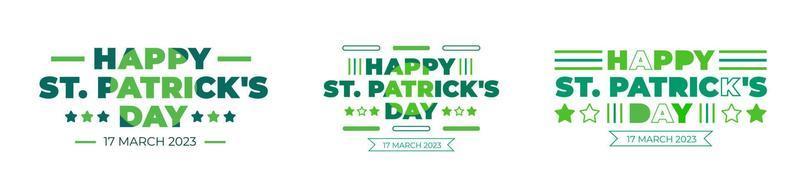 Happy St. Patrick's Day typography design template set. Saint Patrick's day festival text design. St. Patrick's Day typography vector bundle for Saint Patrick's Day 17 march event celebration.