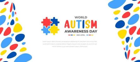 World autism awareness day background design template. World autism day colorful puzzle vector banner. Symbol of autism. autism Health care Medical flat background of April 02 celebration.