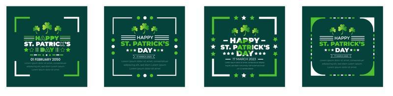 Happy St. Patrick's Day social media post square banner bundle template with shamrock clover leaf. saint patrick's day festival banner. 17 march Saint Patrick's Day event celebration banner set. vector