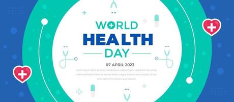 mundo salud día antecedentes diseño modelo. mundo salud día es un global salud conciencia día celebrado cada año en 7mo abril. mundo salud día bandera diseño modelo. vector