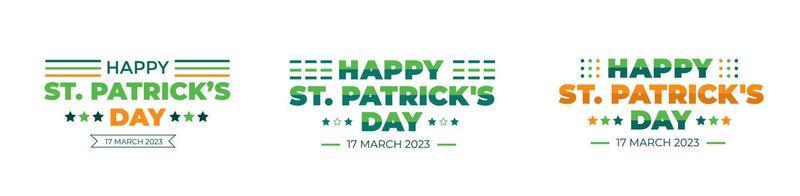 Happy St. Patrick's Day typography design template set. Saint Patrick's day festival text design. St. Patrick's Day typography vector bundle for Saint Patrick's Day 17 march event celebration.