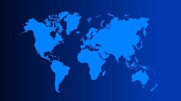 World map blue color vector illustration. World map template with continents, North and South America, Europe and Asia, Africa and Australia
