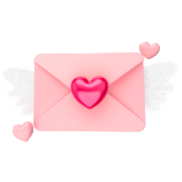 Pink heart card 3d wings png