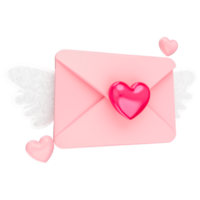 Pink heart card 3d wings png