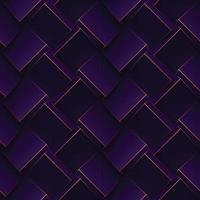 Dark purple seamless geometric pattern. Realistic 3d cubes with thin golden lines. Vector template for for wallpapers, textile, fabric, wrapping paper, backgrounds. Texture with volume extrude effect.