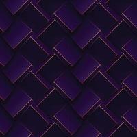 Dark purple seamless geometric pattern. Realistic 3d cubes with thin golden lines. Vector template for for wallpapers, textile, fabric, wrapping paper, backgrounds. Texture with volume extrude effect.