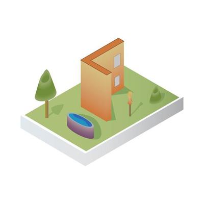 Isometric L building