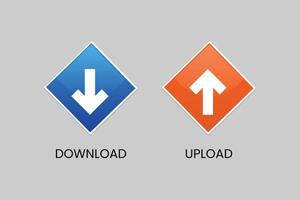 Download and upload icon and button design. vector