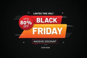 Black friday creative banner design with 80 percent off. vector