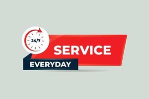 24 hour service everyday design vector with clock Vector illustration