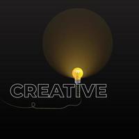 Creative idea with light bulb vector illustration on drack