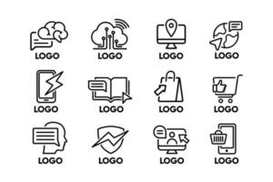 Online Tech Logo Collection Set vector