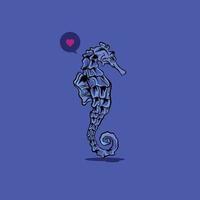 Sea Horse illustration with violet color vector