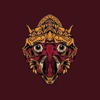 Illustration of garuda barong bali traditional culture with read background vector
