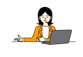 office worker sitting at desk png