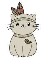 dapper schattig kat met kleurrijk pluimen png