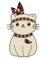 Brave cute cat with colorful plumes png